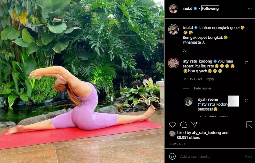 Aty Kodong dapat balasan menohok dari Inul Daratis Instagram
