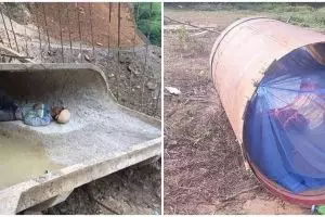 11 Aksi nyeleneh kuli bangunan asal rebahan ini antimainstream