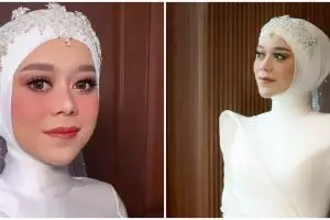 9 Detail penampilan Lesty Kejora di acara tasyakuran pernikahannya