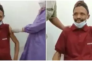 Momen Sumanto disuntik vaksin Covid-19, ungkap wejangan unik