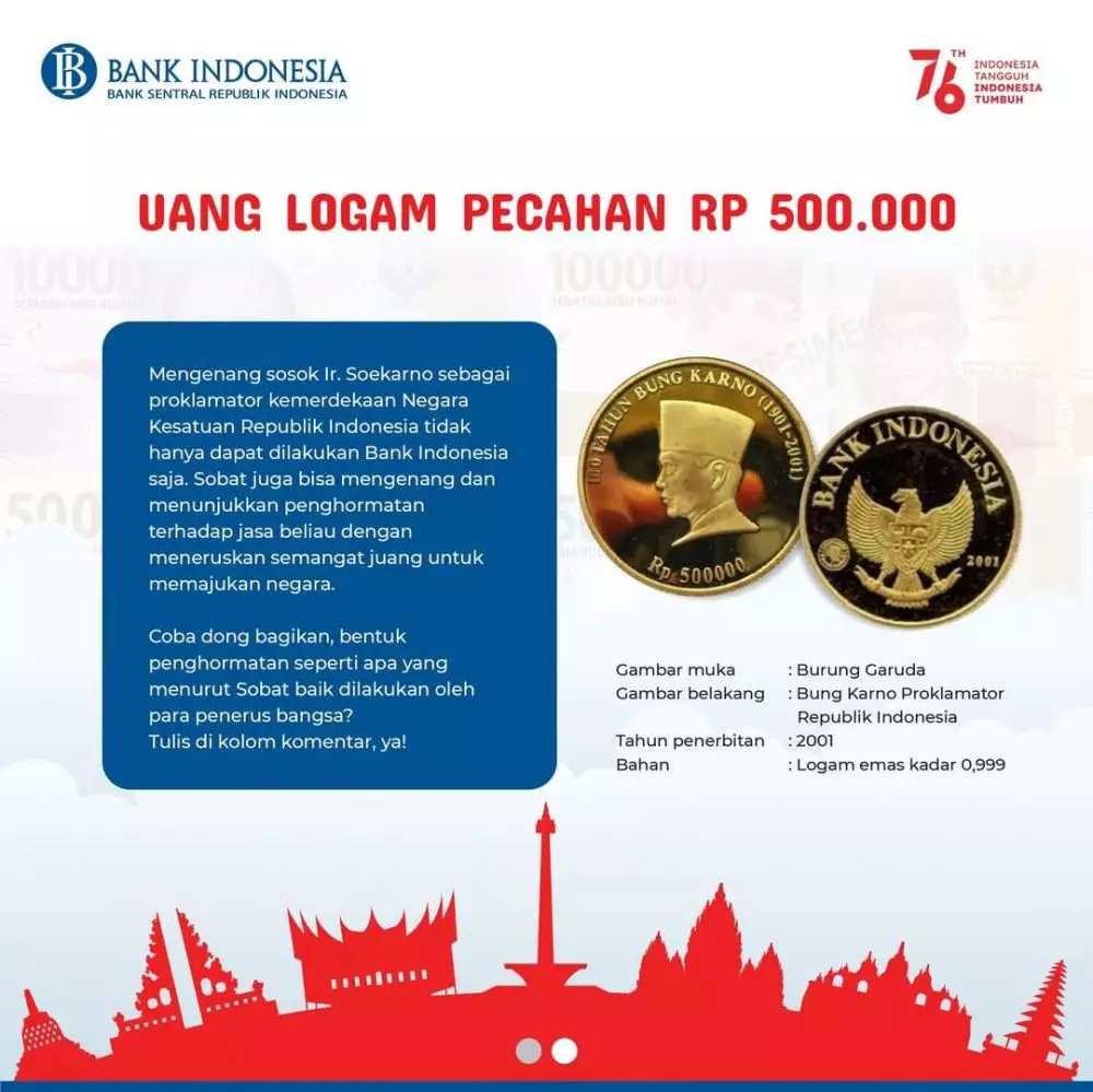 penampakan uang logam pecahan Rp 500 ribu Instagram