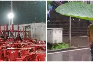 11 Ide kreatif bapak-bapak waktu kehujanan, kocak pol