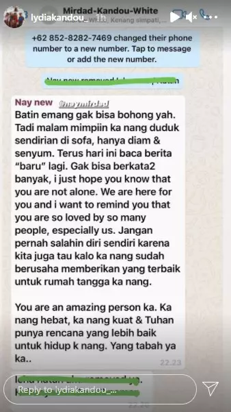 pesan Lydia Kandou untuk Kenang Mirdad © Instagram/@lydiakandou_