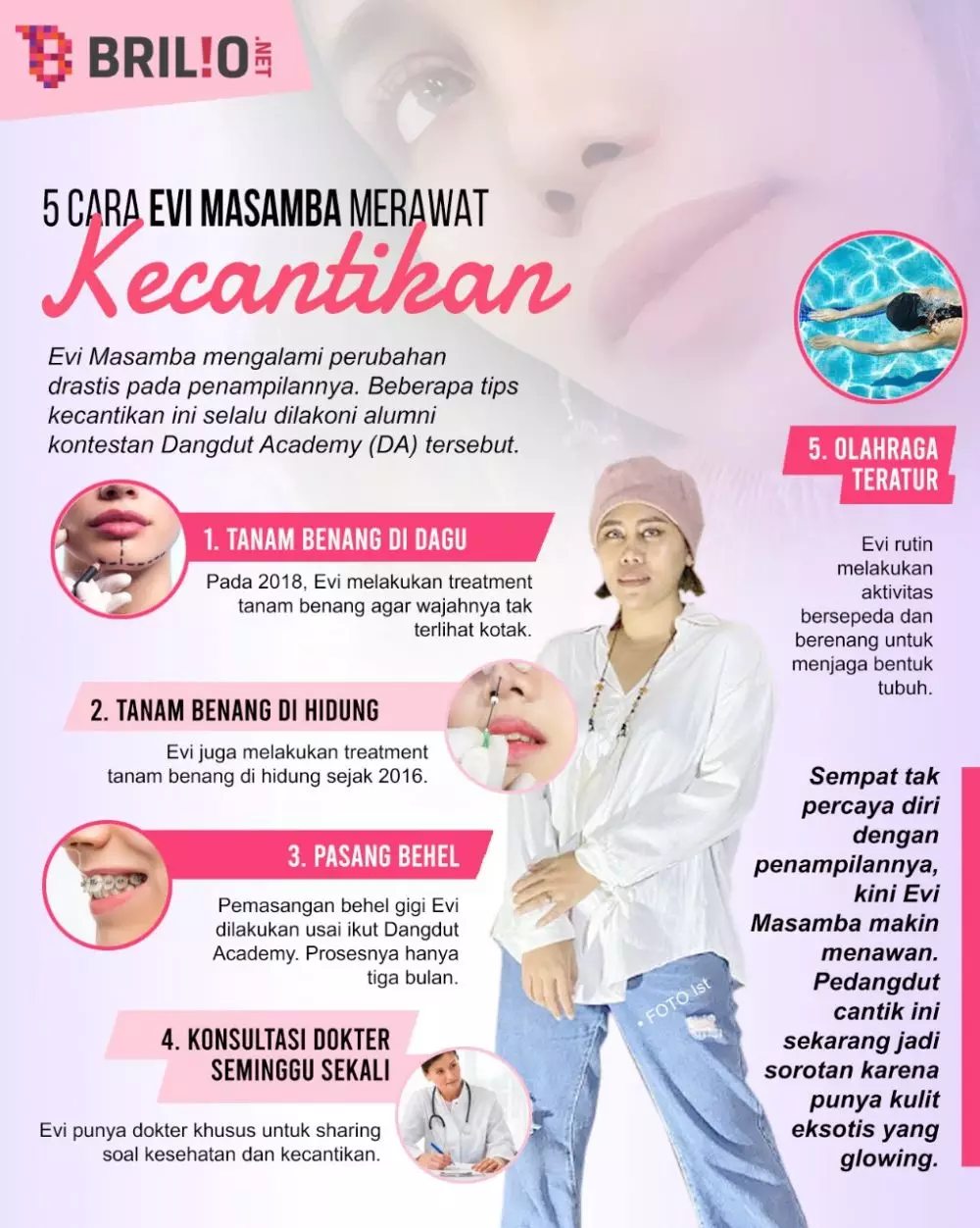 INFOGRAFIS TIPS KECANTIKAN EVI MASAMBA © 2021 brilio.net
