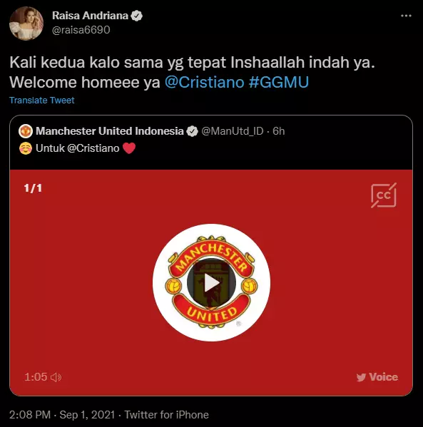 rasa bahagia Raisa kembalinya Cristiano Ronaldo ke MU Instagram rasa bahagia Raisa kembalinya Cristiano Ronaldo ke MU Instagram