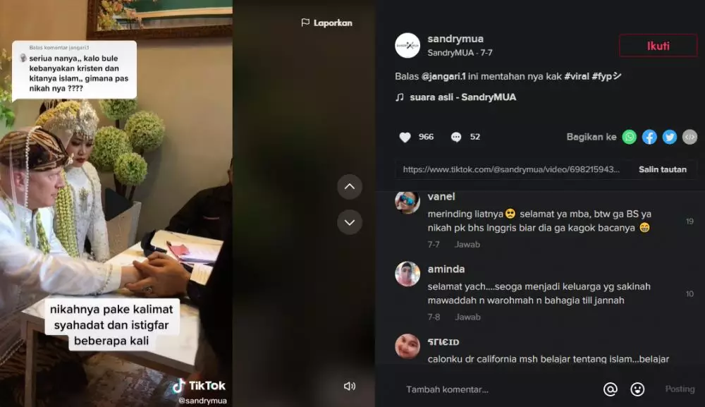 Viral perjuangan bule demi menikahi perempuan Indonesia TikTok