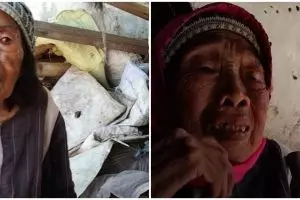 Kisah nenek sebatang kara di rumah reyot, makan nasi campur air hujan