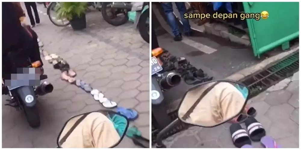 Antri vaksin dengan sandal © TikTok