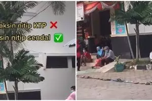 Cuma di Indonesia, antre vaksin pakai sandal hingga mengular