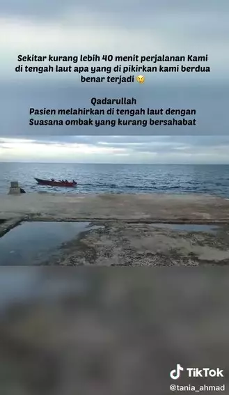 Perjuangan bidan bantu melahirkan di tengah laut © TikTok/@tania_ahmad