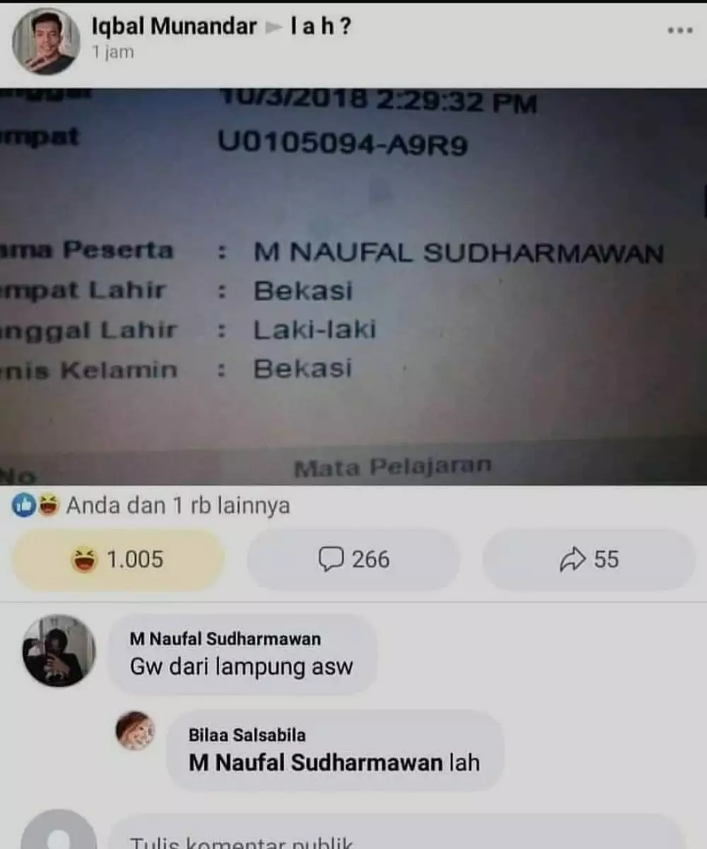 komentar di Facebook obrolannya lucu © 2021 instagram.com
