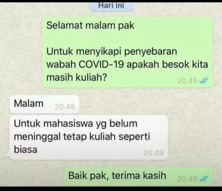 Chat lucu mahasiswa ke dosen Berbagai sumber 