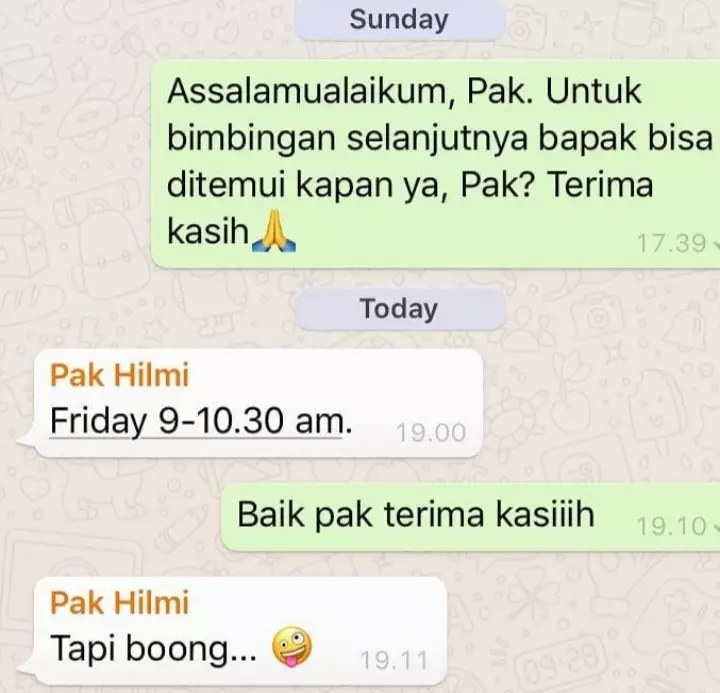 Chat lucu mahasiswa ke dosen Berbagai sumber 