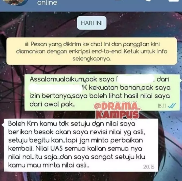 Chat lucu mahasiswa ke dosen Berbagai sumber 
