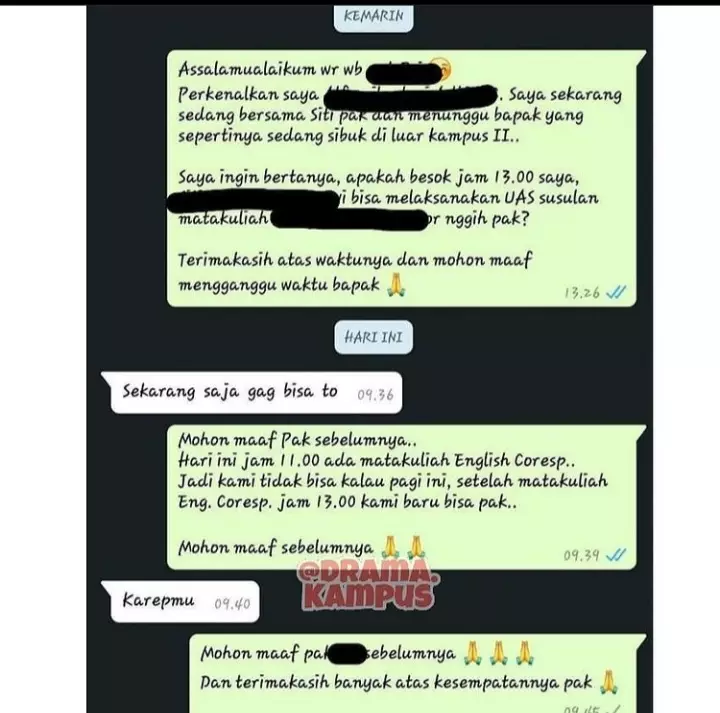 Chat lucu mahasiswa ke dosen Berbagai sumber 