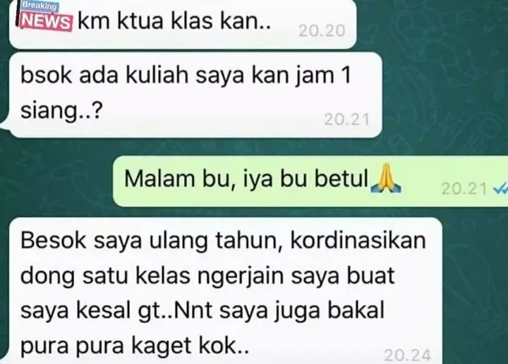 Chat lucu mahasiswa ke dosen Berbagai sumber 