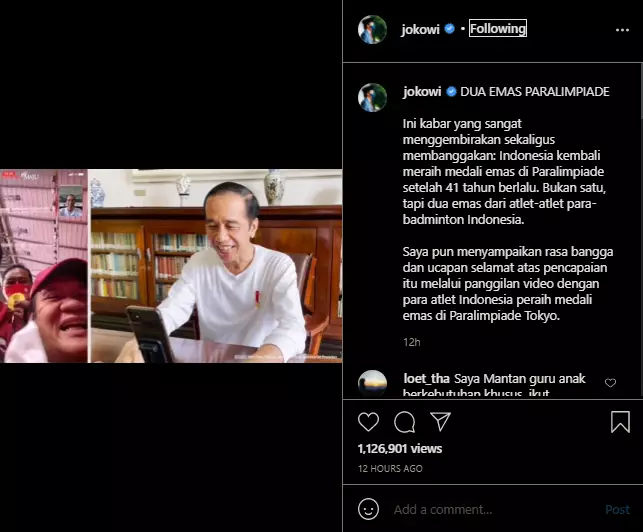 presiden video call langsung atlet paralimpiade 2020 Instagram presiden video call langsung atlet paralimpiade 2020 Instagram