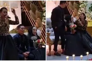Aksi kocak tamu di resepsi, lyp sync sampai minta pangku mempelai pria