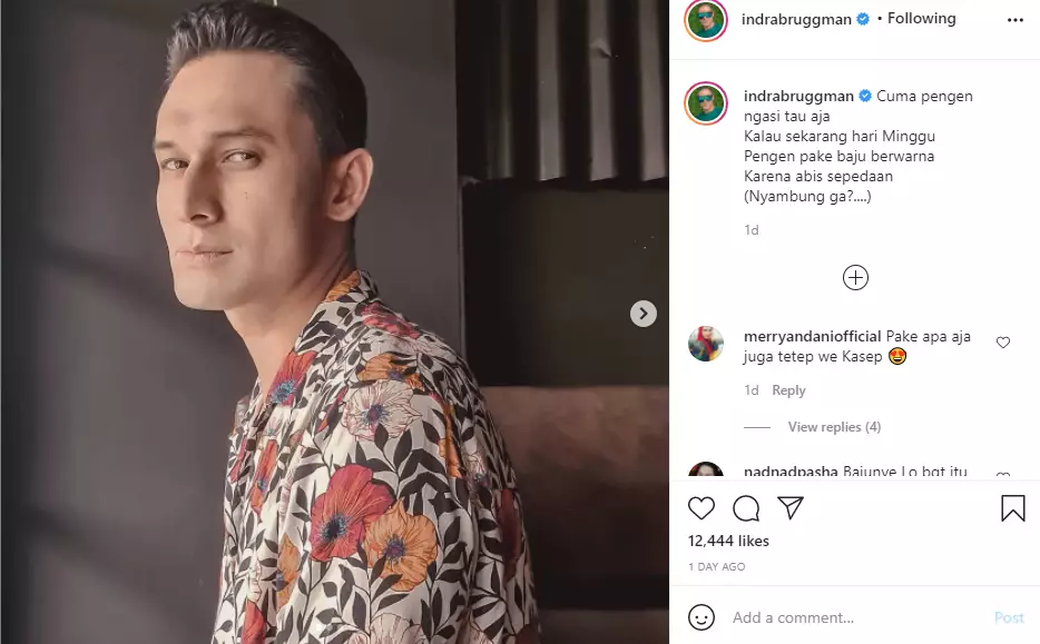 wajah tirus Indra Bruggman bikin khawatir Instagram wajah tirus Indra Bruggman bikin khawatir Instagram