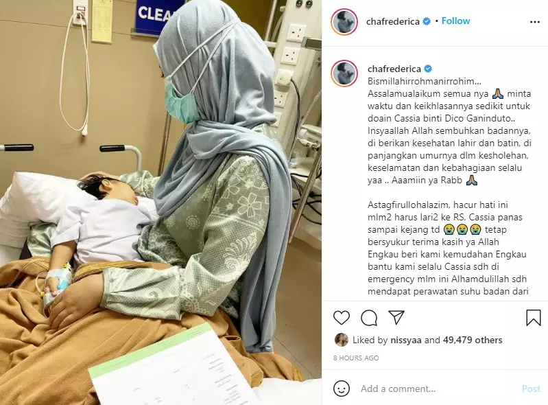 Chacha Frederica larikan anak ke rumah sakit © Instagram/@chafrederica Chacha Frederica larikan anak ke rumah sakit © Instagram/@chafrederica