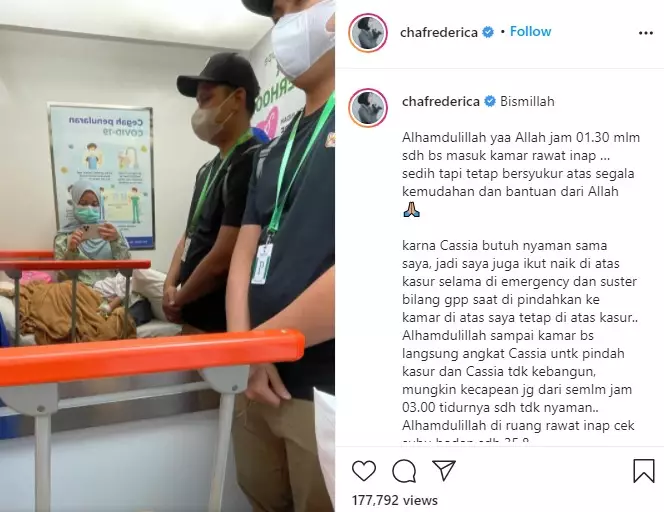 Chacha Frederica larikan anak ke rumah sakit © Instagram/@chafrederica Chacha Frederica larikan anak ke rumah sakit © Instagram/@chafrederica