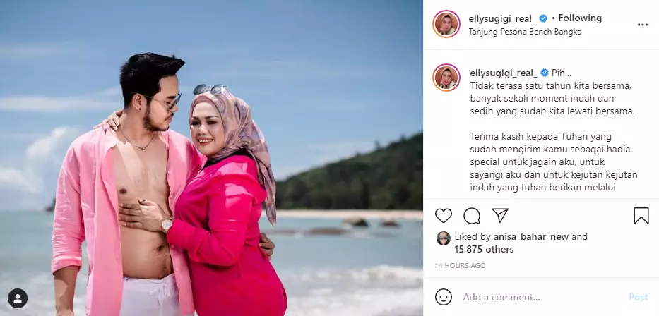 Elly Sugigi beri ucapan manis untuk Aher Instagram Elly Sugigi beri ucapan manis untuk Aher Instagram