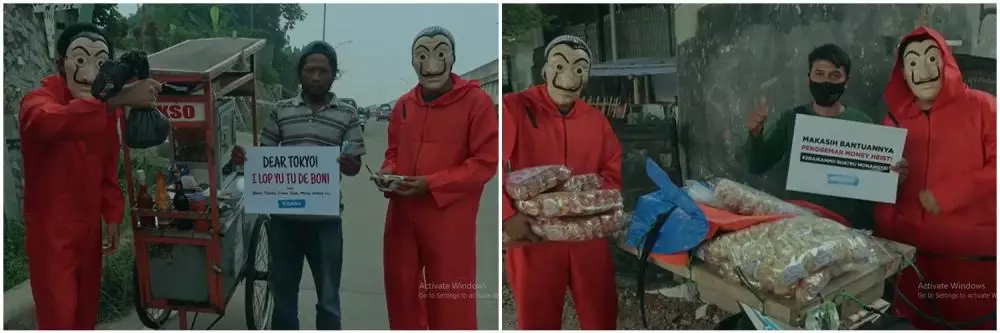 penggemar money heist bagi duit © 2021 Instagram
