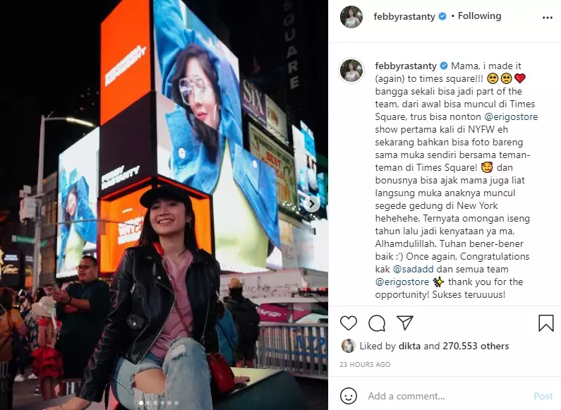 ucapan iseng Febby Rastanty satu tahun lalu jadi kenyataan © Instagram/@febbyrastanty