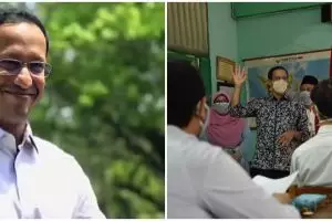 Aksi Nadiem Makarim & Gibran gotong meja saat tinjau PTM, jadi sorotan