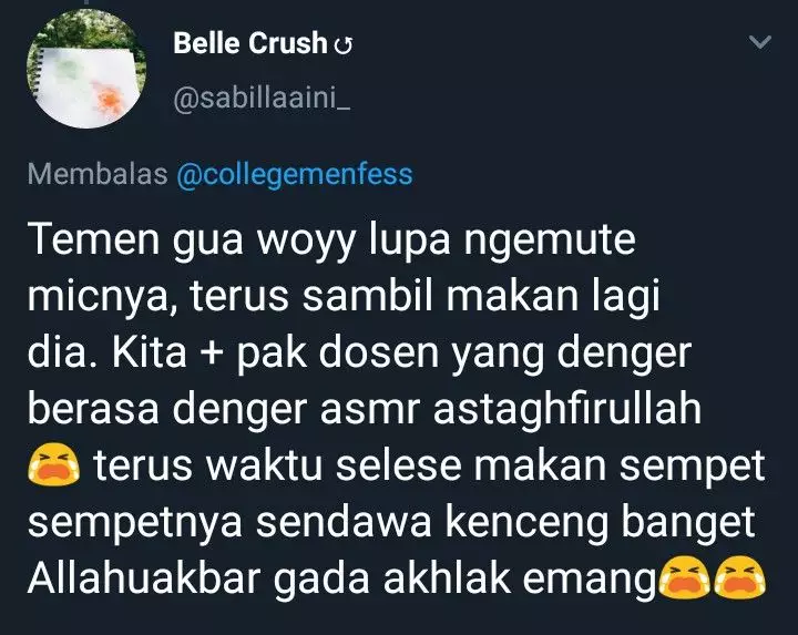 kejadian lucu saat kuliah online Twitter