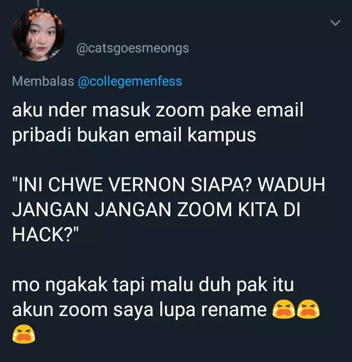 kejadian lucu saat kuliah online Twitter