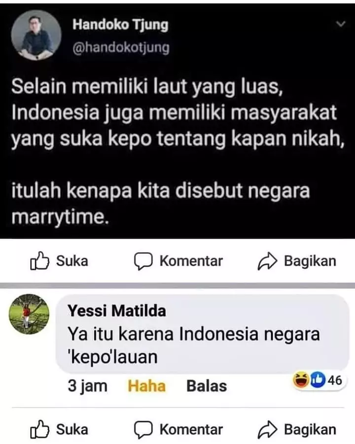 informasi nyeleneh di Facebook bikin mikir © 2021 instagram.com