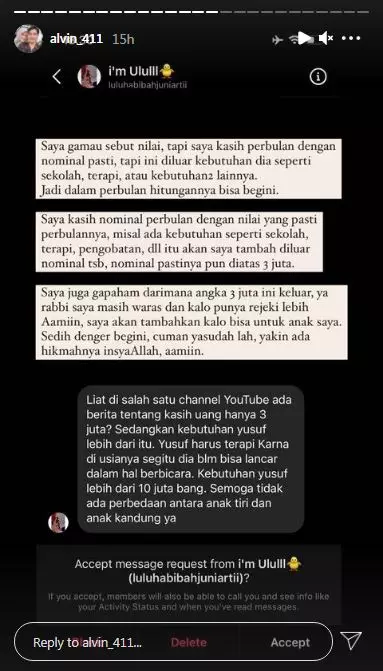 klarifikasi alvin soal nafkah © 2021 Instagram klarifikasi alvin soal nafkah © 2021 Instagram