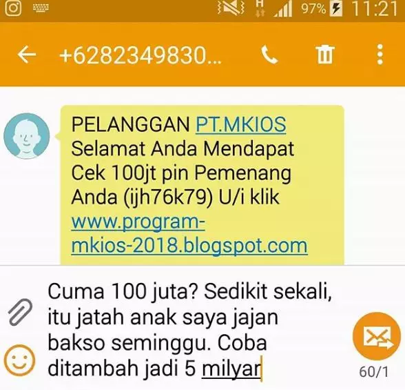 27 Balasan SMS penipuan ini kocak berbagai sumber