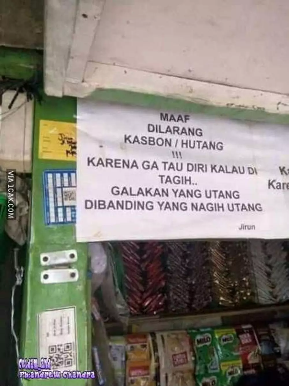 25 Tulisan lucu laranganutang di warung berbagai sumber