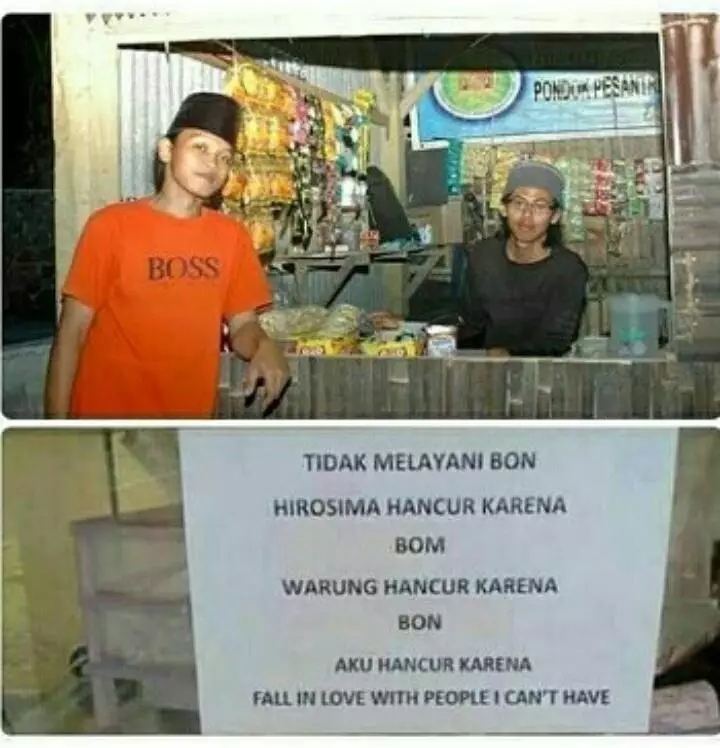 25 Tulisan lucu laranganutang di warung berbagai sumber