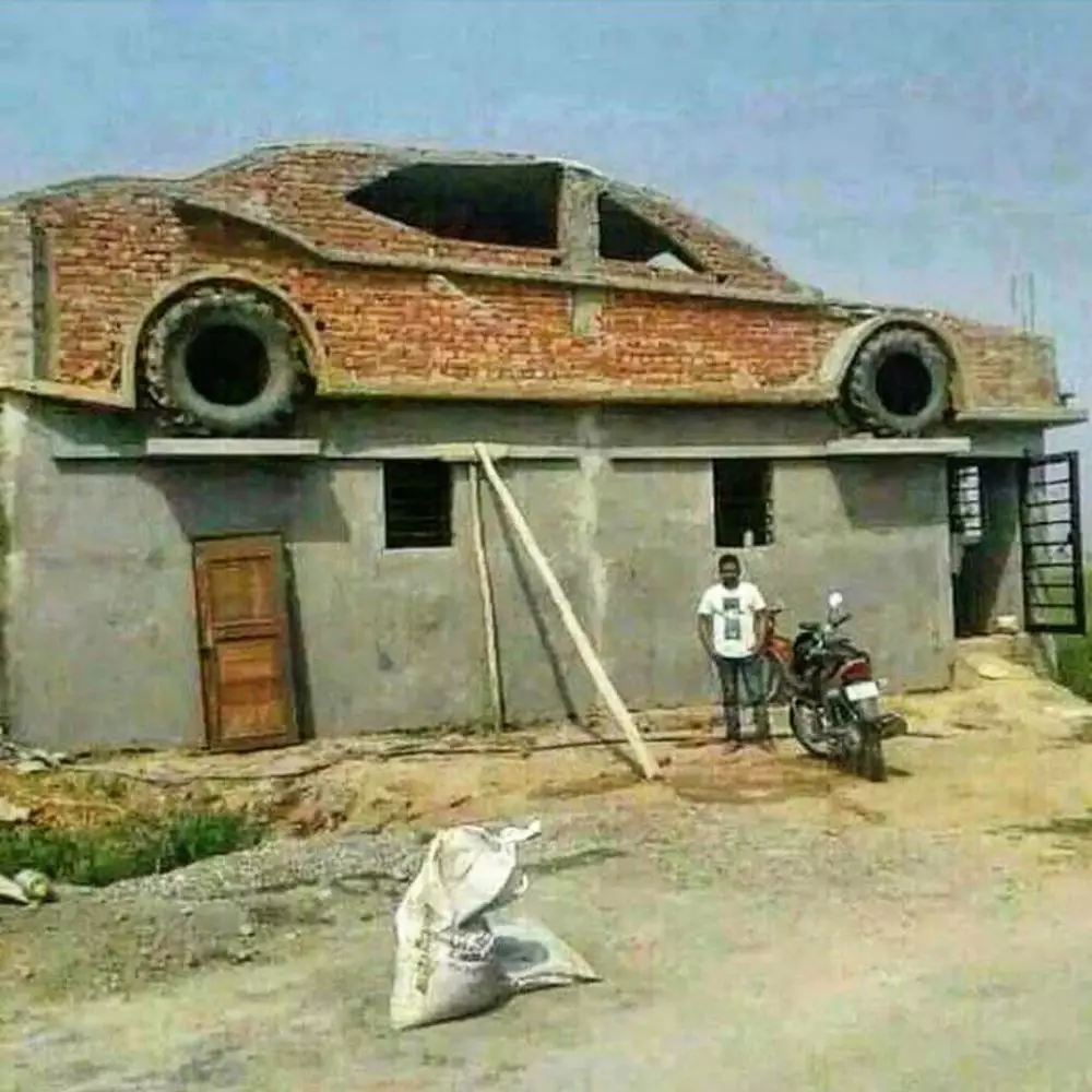 potret lucu waktu bikin pola tembok bangunan © 2021 instagram.com