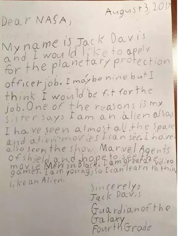 Bocah melamar kerja di NASA © Istimewa