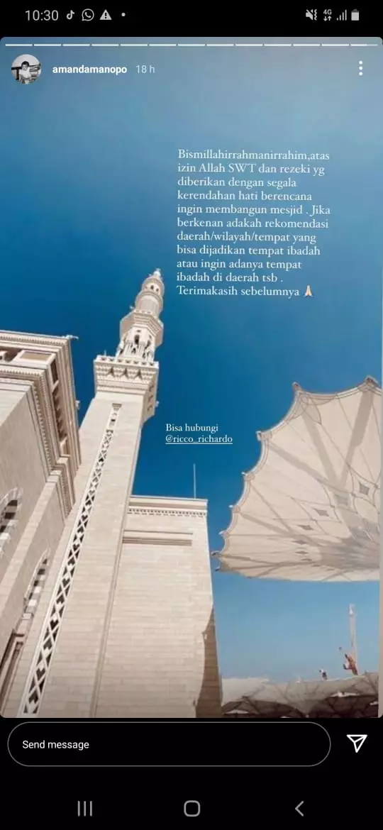 Amanda Manopo akan bangun masjid © 2021 brilio.net