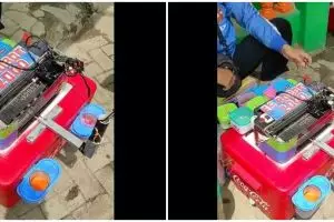 Canggih dan kreatif, pedagang jajanan SD ini bikin es pakai robot