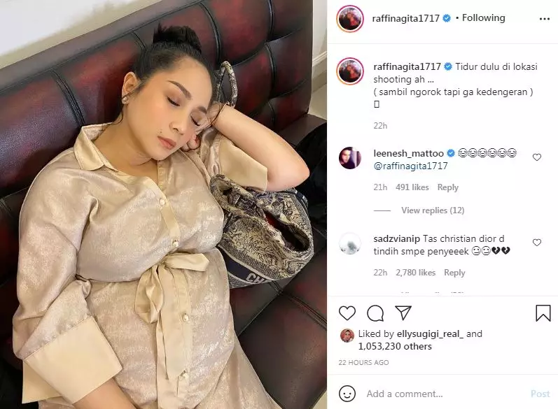 Nagita tidur saat syuting © Instagram/@raffinagita1717