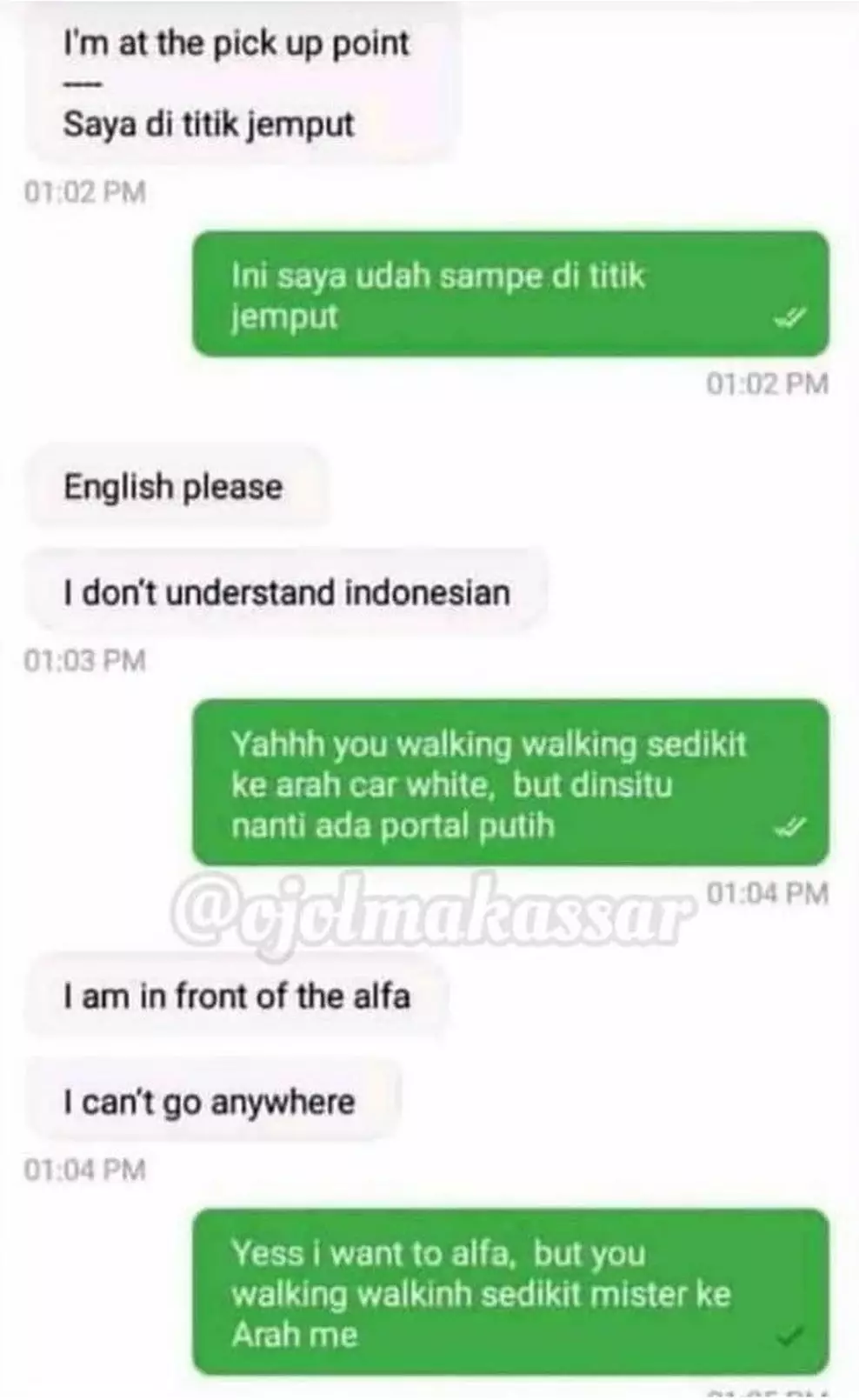 pelanggan ojek online malah bales pakai bahasa asing © 2021 berbagai sumber