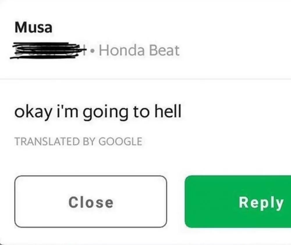 pelanggan ojek online malah bales pakai bahasa asing © 2021 berbagai sumber