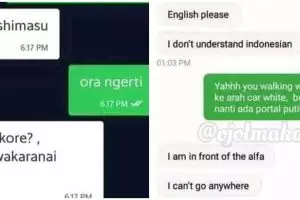 13 Chat lucu pelanggan ojek online balas pakai bahasa asing, kocak