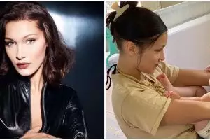 9 Potret Bella Hadid momong keponakan, anak Gigi Hadid dan Zayn Malik