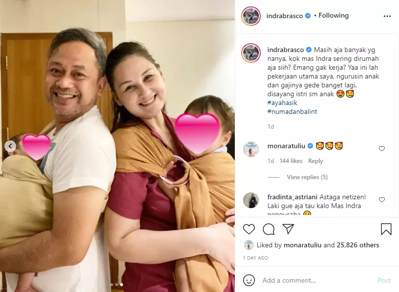 Dikira menganggur ini jawaban suami Mona Ratuliu Instagram