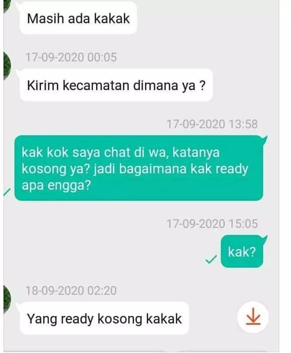 balasan chat penjual online shop malah bingungin © 2021 instagram.com