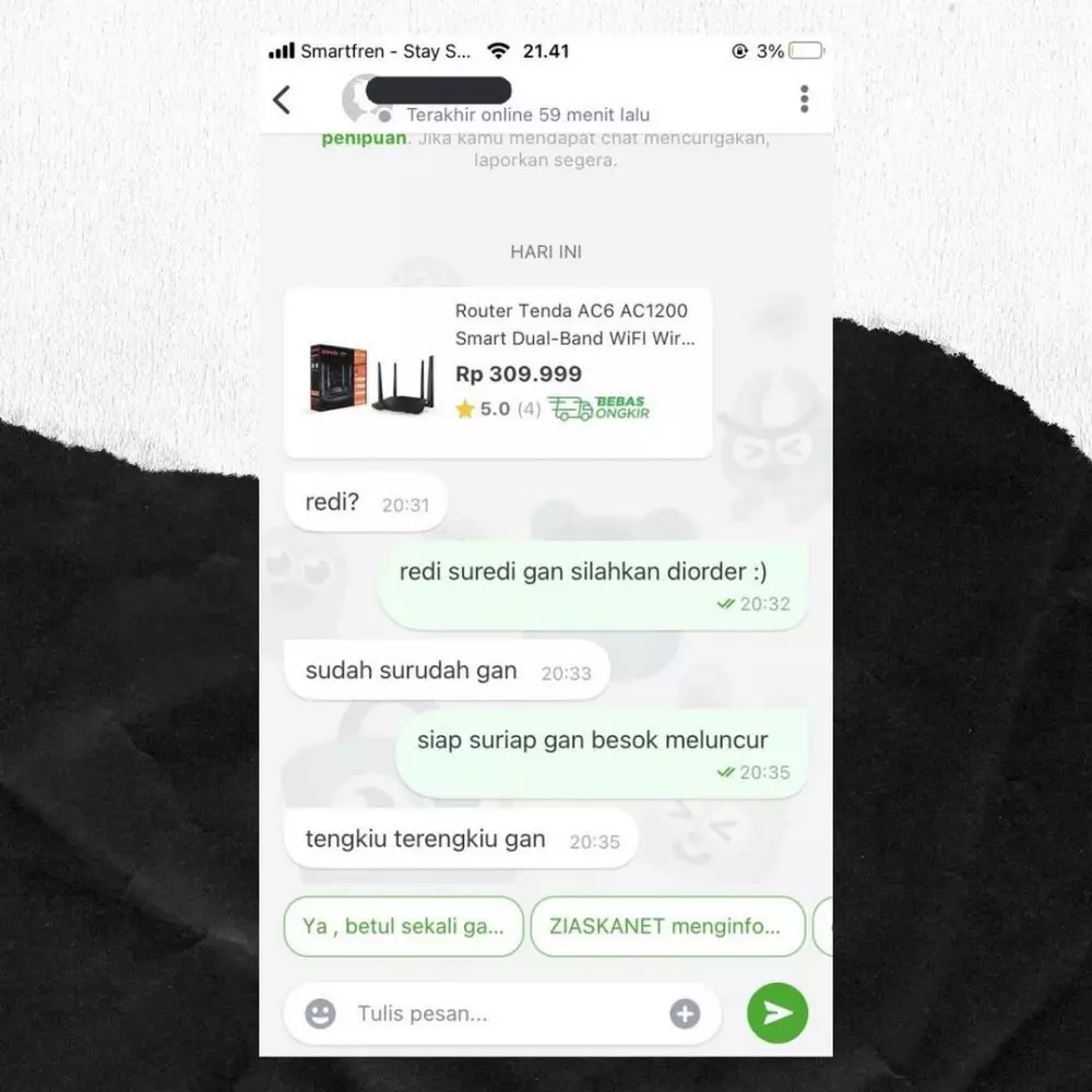 balasan chat penjual online shop malah bingungin © 2021 instagram.com