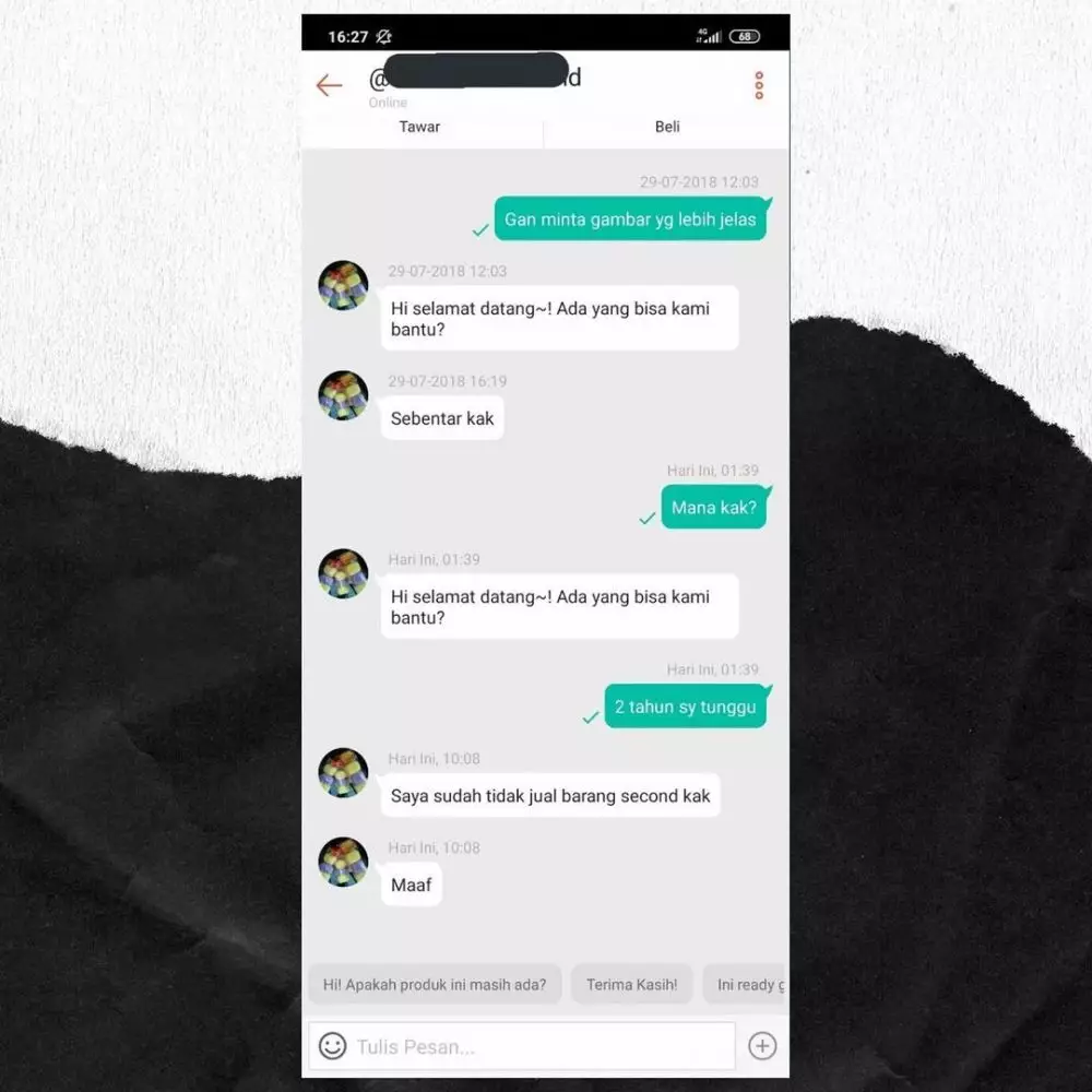 chat lucu penjual online shop pamer banget © 2021 instagram.com