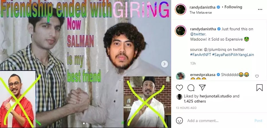 meme persahabatan Randy dengan Giring berakhir Instagram